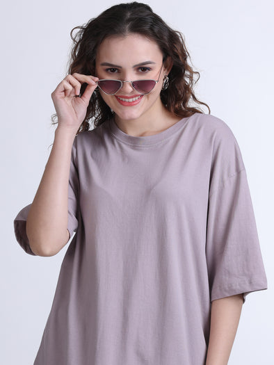 Oversized Solid T-Shirt CAMEL