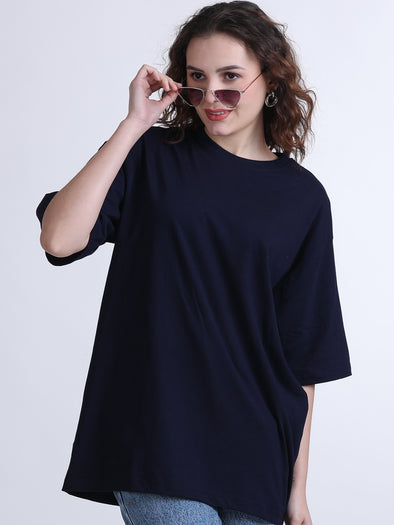 Oversized Solid T-Shirt NAVY