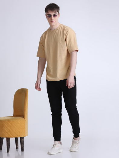 Oversized Solid T-Shirt Beige
