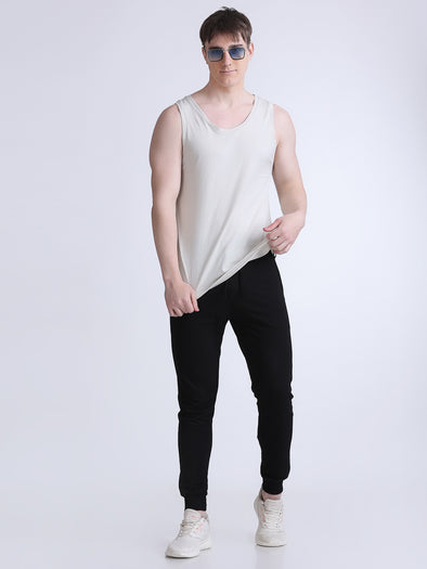 Super Combed COTTON RICH Solid Performance Gym Vests - Cream