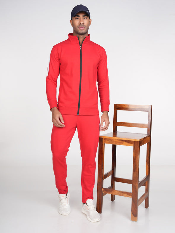 Cotton Fleece Track Suit : RED & WHITE