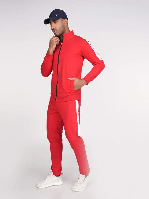 Cotton Fleece Designer Track Pants : Red & White