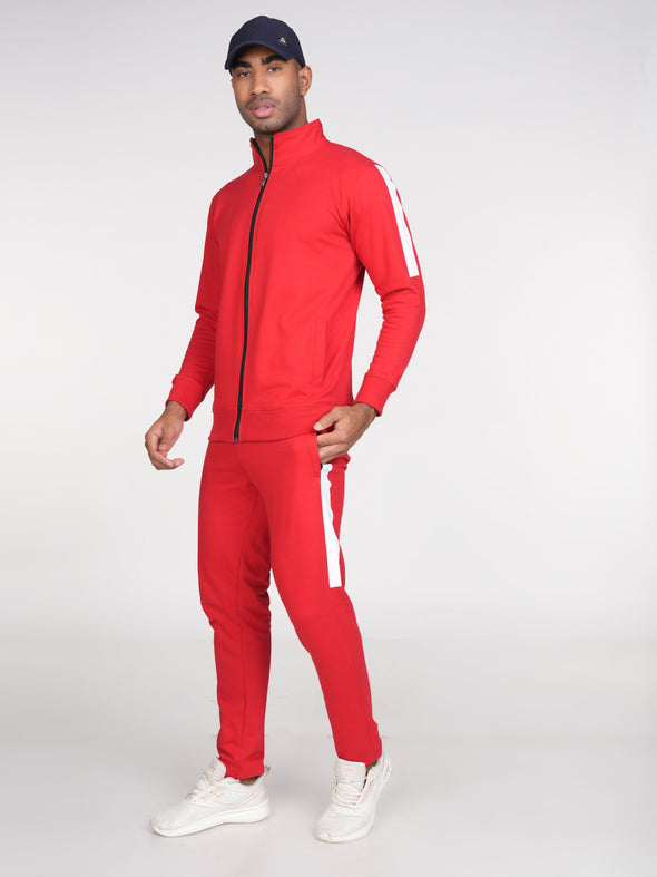 Cotton Fleece Track Suit : RED & WHITE