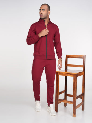 Cotton Fleece Track Suit : Maroon