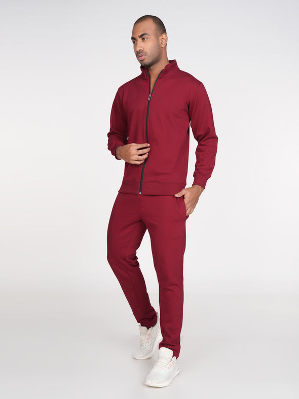 Cotton Fleece Track Suit : Maroon