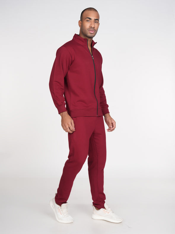 Cotton Fleece Track Suit : Maroon