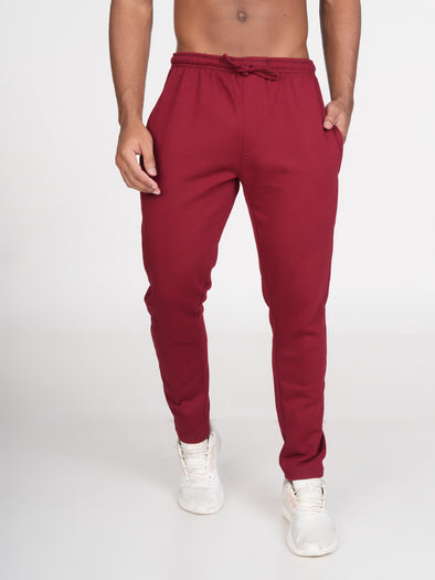 Cotton Fleece Track Pants : Maroon