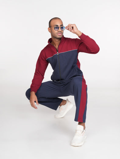 Cotton Fleece Track Suit : Maroon & Navy