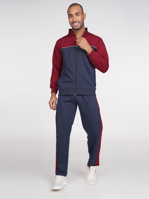 Cotton Fleece Track Suit : Maroon & Navy