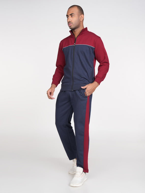 Cotton Fleece Track Suit : Maroon & Navy