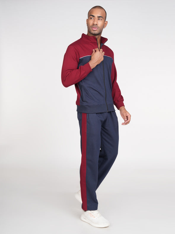 Cotton Fleece Track Suit : Maroon & Navy