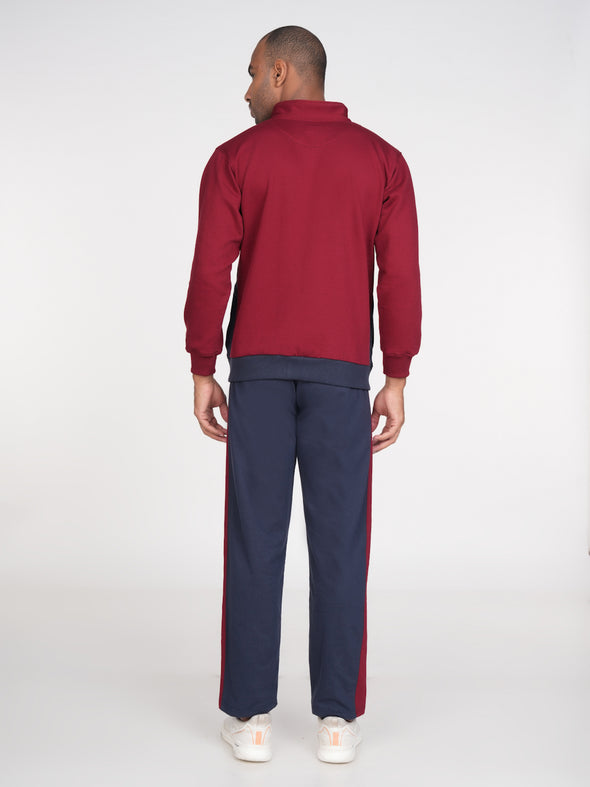 Cotton Fleece Track Suit : Maroon & Navy