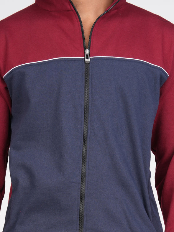 Cotton Fleece Track Suit : Maroon & Navy