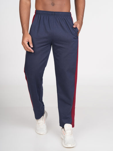 Cotton Fleece Designer Track Pants : Navy & Maroon