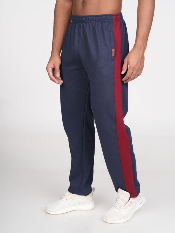 Cotton Fleece Designer Track Pants : Navy & Maroon