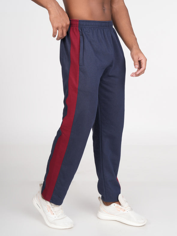 Cotton Fleece Designer Track Pants : Navy & Maroon