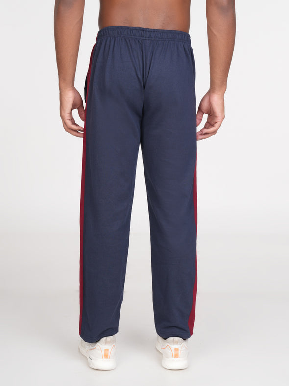 Cotton Fleece Designer Track Pants : Navy & Maroon