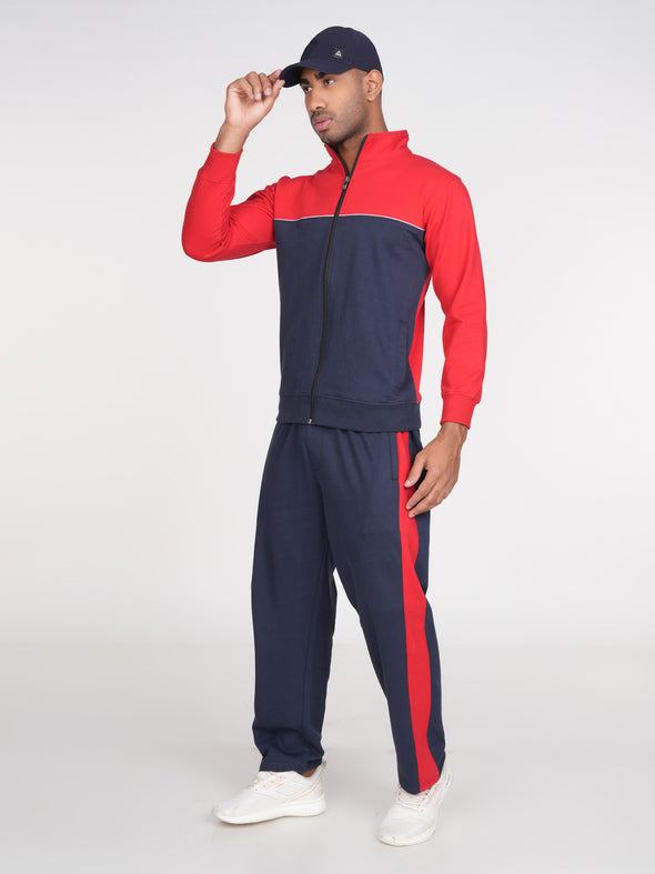 Cotton Fleece Track Suit : Red & Navy