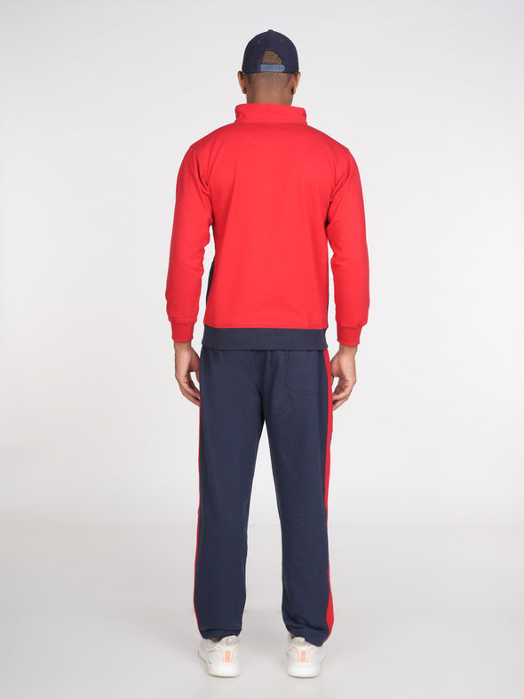 Cotton Fleece Track Suit : Red & Navy