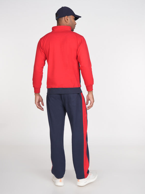 Cotton Fleece Track Suit : Red & Navy