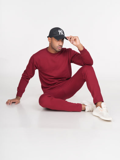 Cotton Fleece Co-ord Set : Maroon