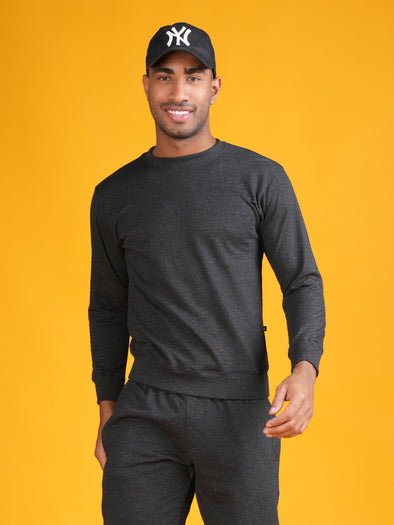 Cotton Fleece Sweatshirt: DARK GREY