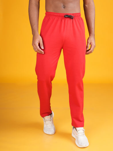 Cotton Fleece Track Pants : RED