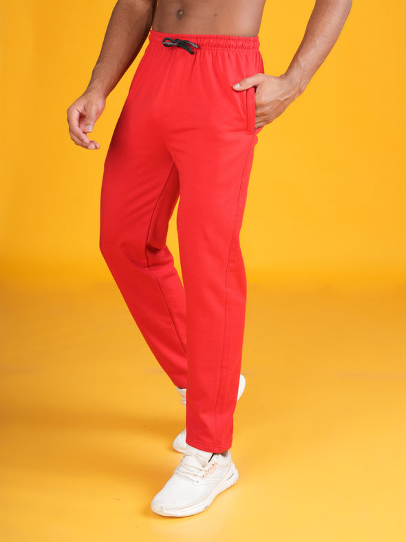 Cotton Fleece Track Pants : RED