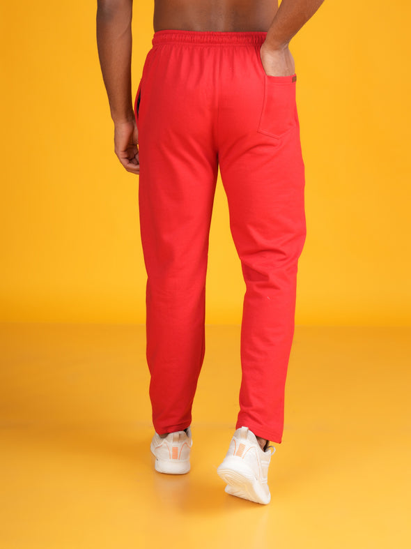 Cotton Fleece Track Pants : RED