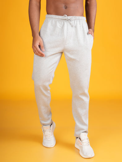 Cotton Fleece Track Pants : Light Grey