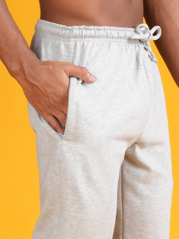 Cotton Fleece Track Pants : Light Grey