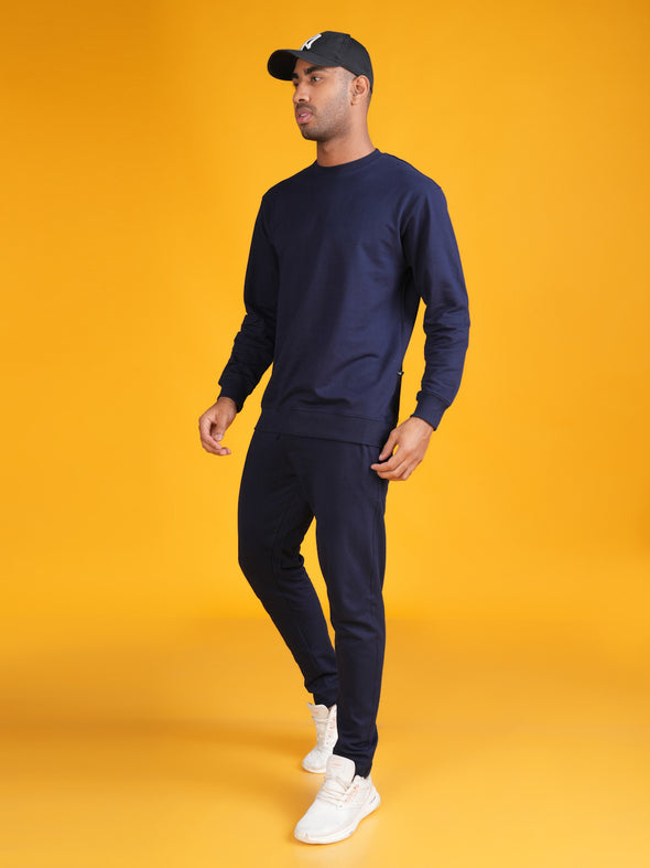 All Weather Cotton Sweatshirt: NAVY BLUE