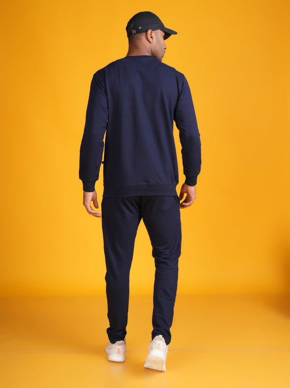 Cotton Fleece Sweatshirt: NAVY BLUE