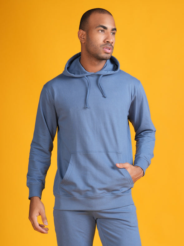 All Weather Solid Men Hoodie: AIRFORCE BLUE