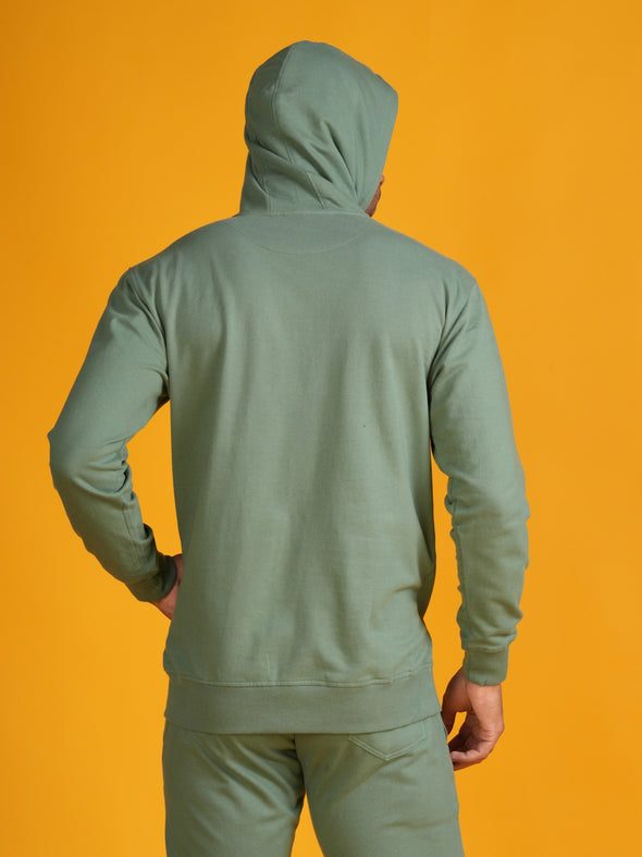 All Weather Solid Men Hoodie: Green