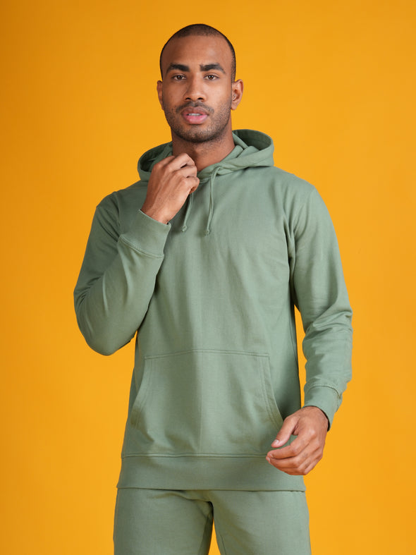 All Weather Solid Men Hoodie: Green