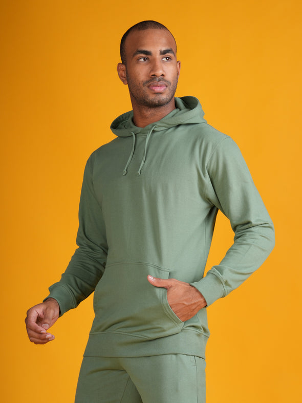 All Weather Solid Men Hoodie: Green