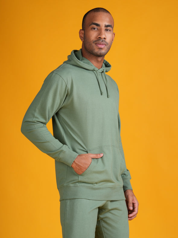 All Weather Solid Men Hoodie: Green