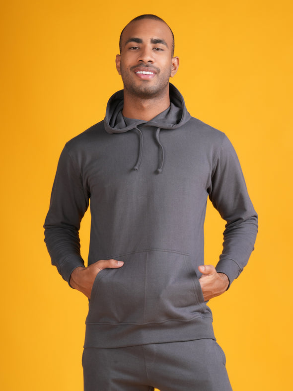 All Weather Solid Men Hoodie: Steel Grey