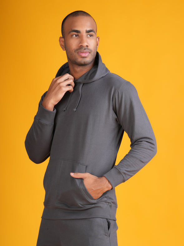 All Weather Solid Men Hoodie: Steel Grey