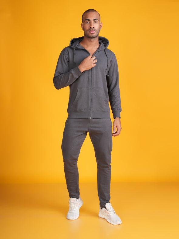 Zip Through Hoddie Co-ord Set: Steel Grey