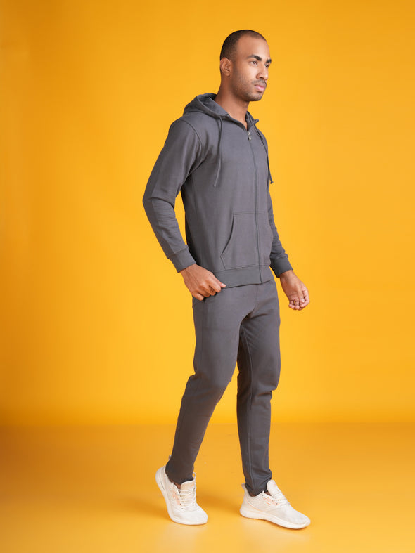 Zip Through Hoddie Co-ord Set: Steel Grey