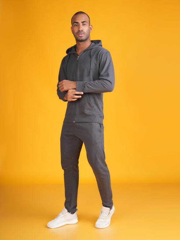 Zip Through Hoddie Co-ord Set: Steel Grey