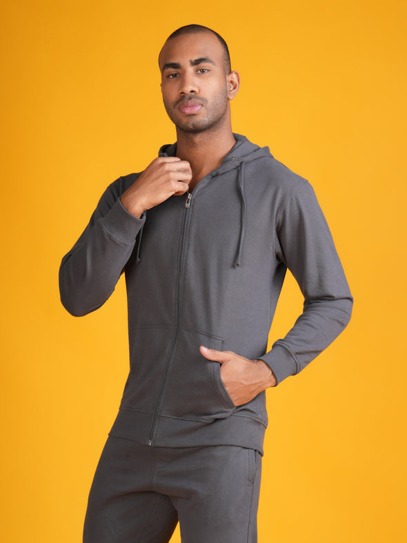 All Weather Men Zip Through Hoodie : Steel Grey