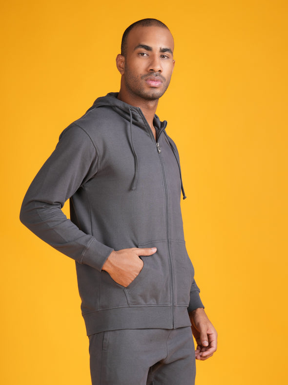 All Weather Men Zip Through Hoodie : Steel Grey