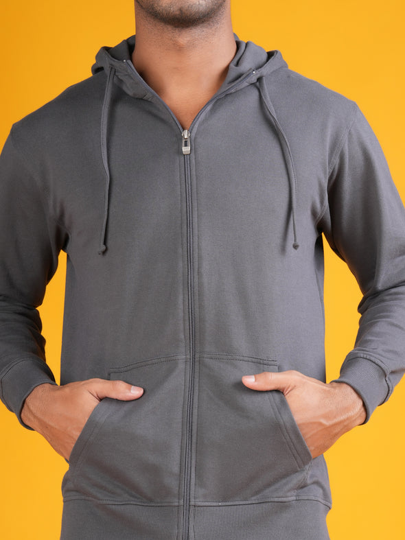 All Weather Men Zip Through Hoodie : Steel Grey