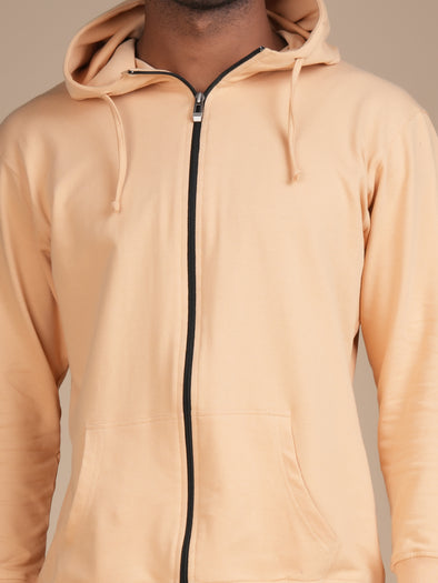 All Weather Men Zip through Hoodie: Beige