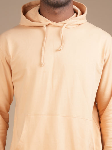 All Weather Solid Men Hoodie: BEIGE