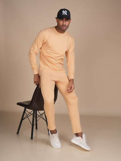 Solid Cotton Men Co-ord Set: BEIGE