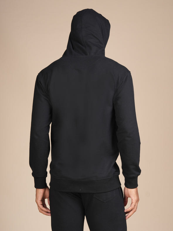 All Weather Solid Men Zip Through Hoodie: Black